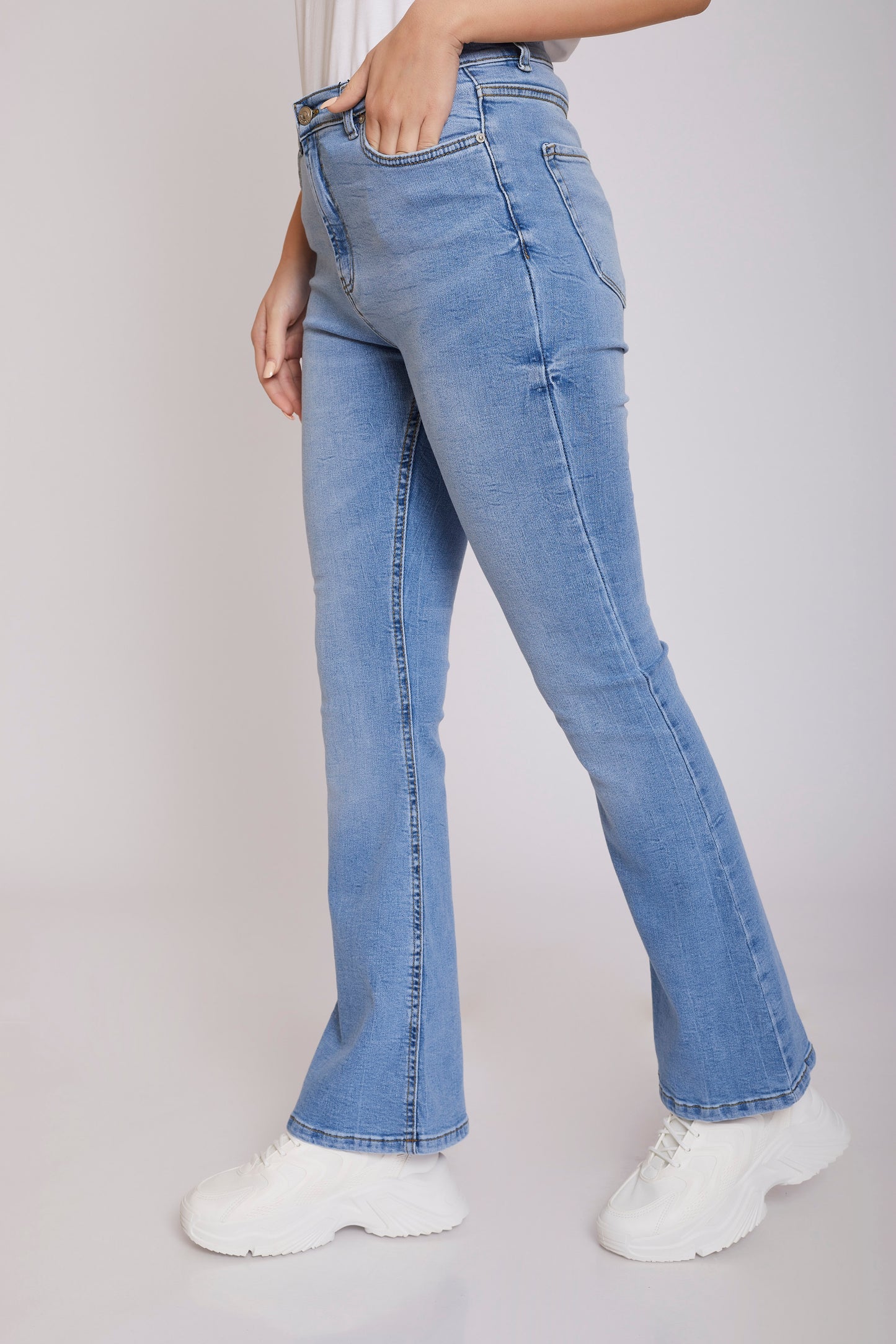 High Rise Flared Fit Jeans - For Women