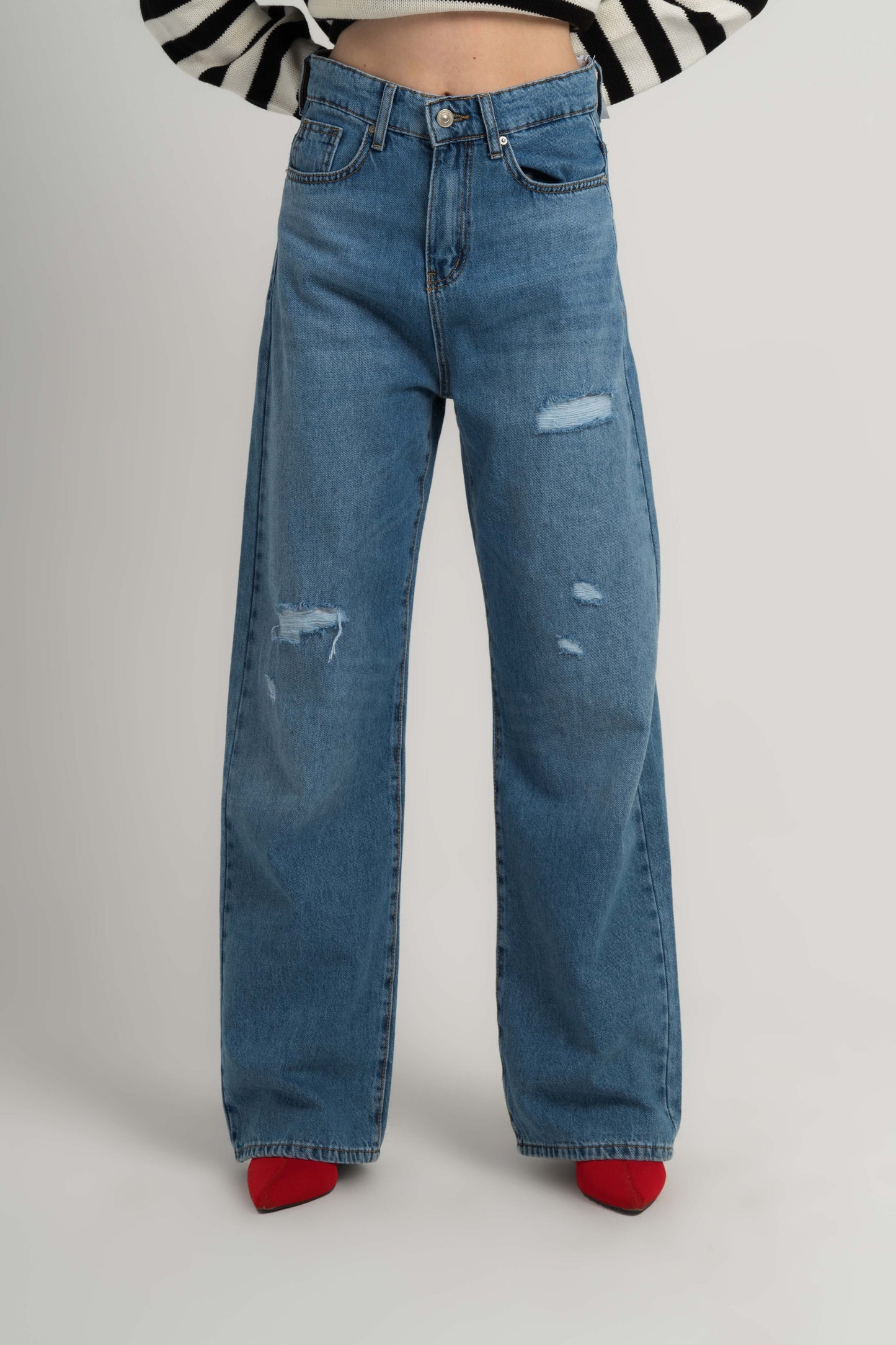 Wide-Leg Jeans Ripped For Women