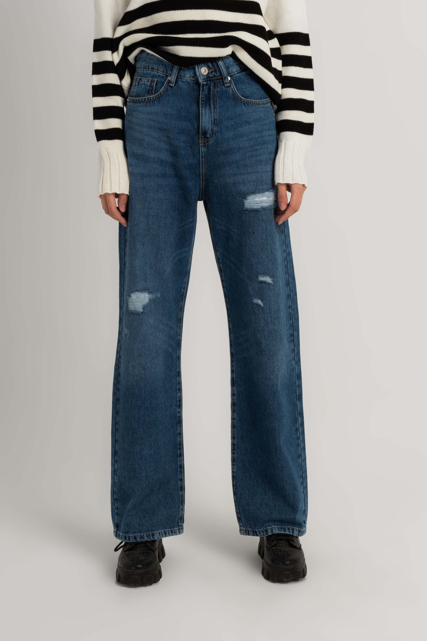 Wide-Leg Jeans Ripped For Women