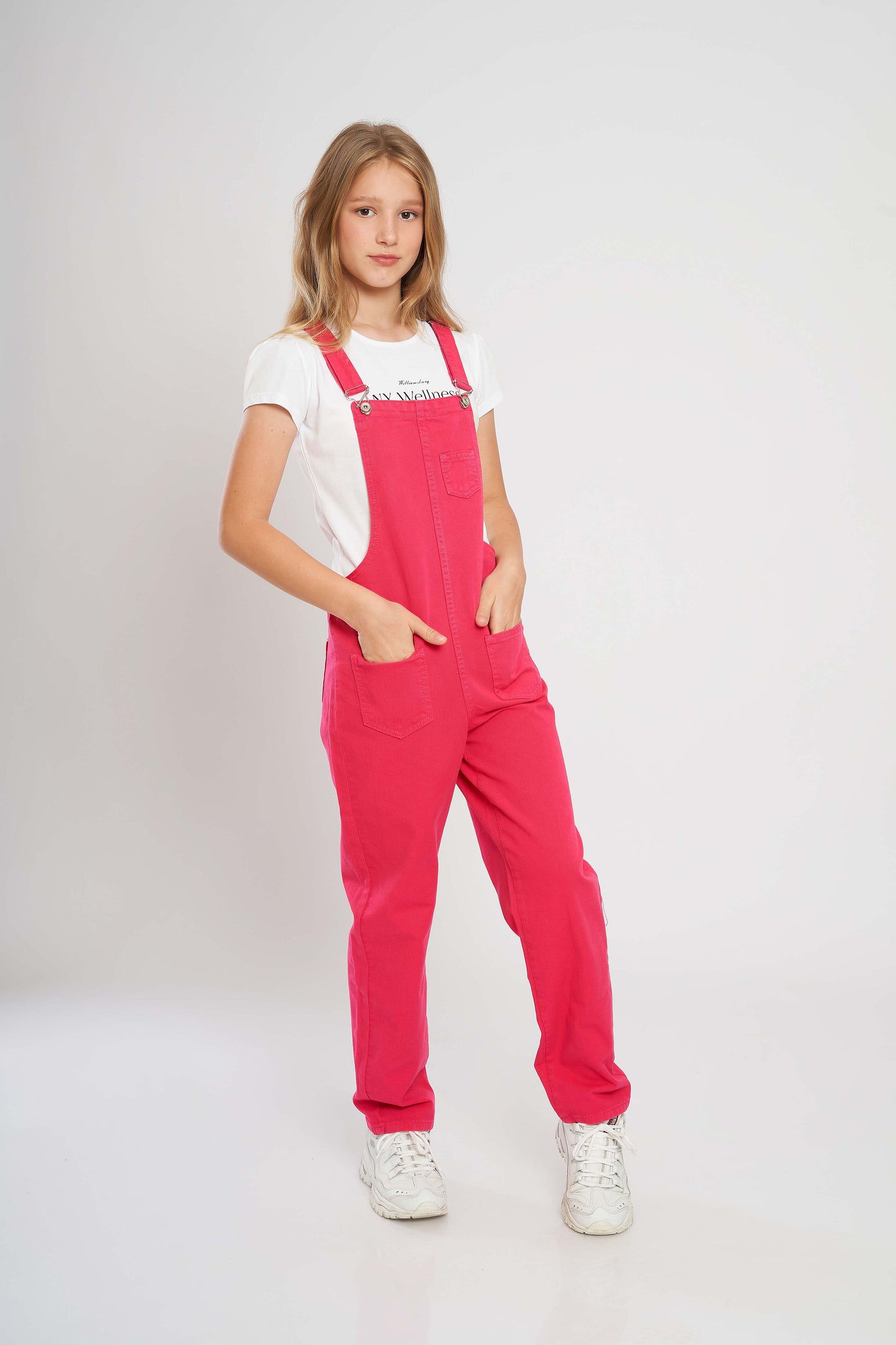 dj gabardine jumpsuit 5 pockets - kids - fuchsia