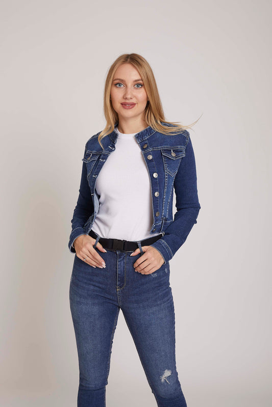 CROPPED JACKET WITH HALF COLLAR
