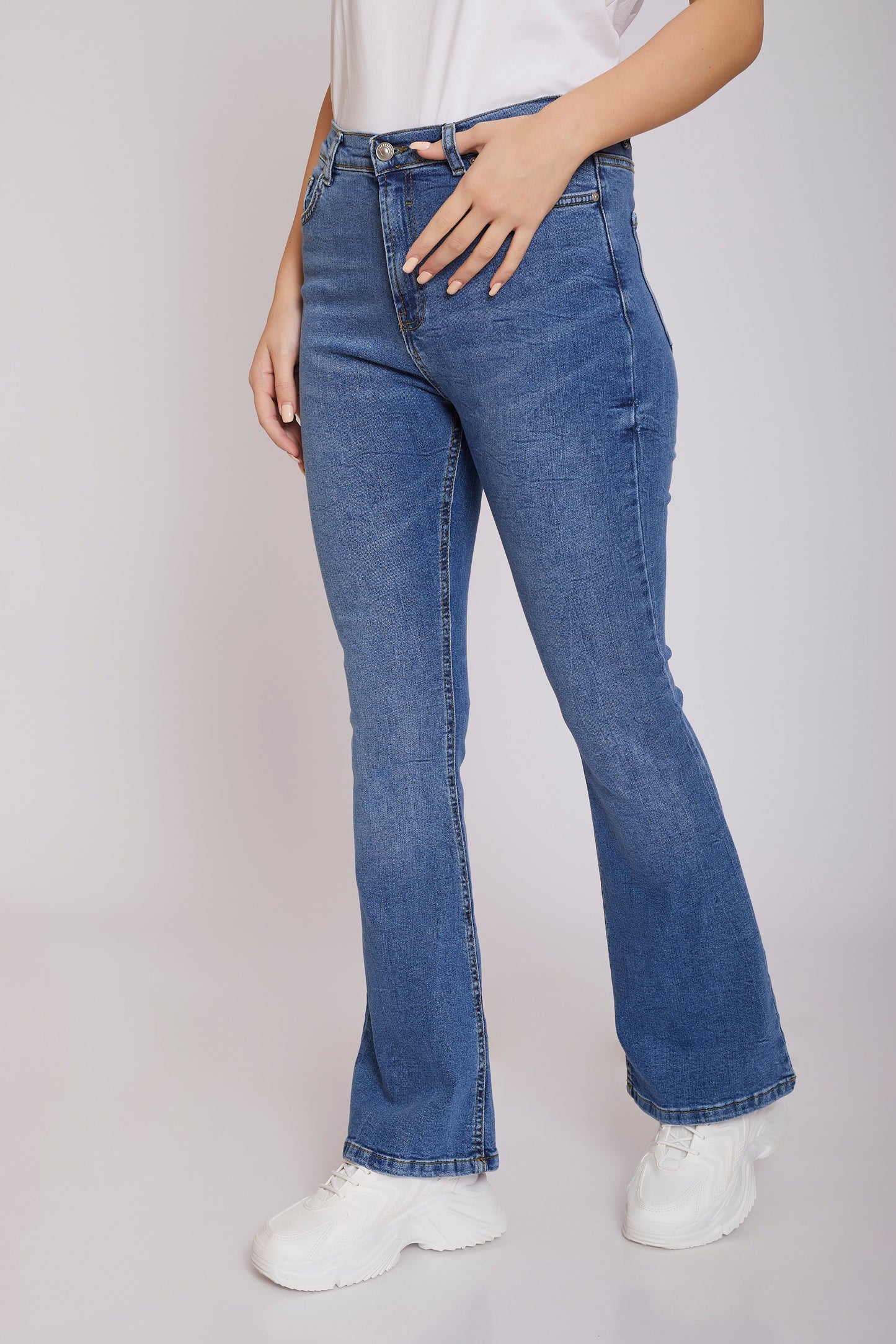 High Rise Flared Fit Jeans - For Women