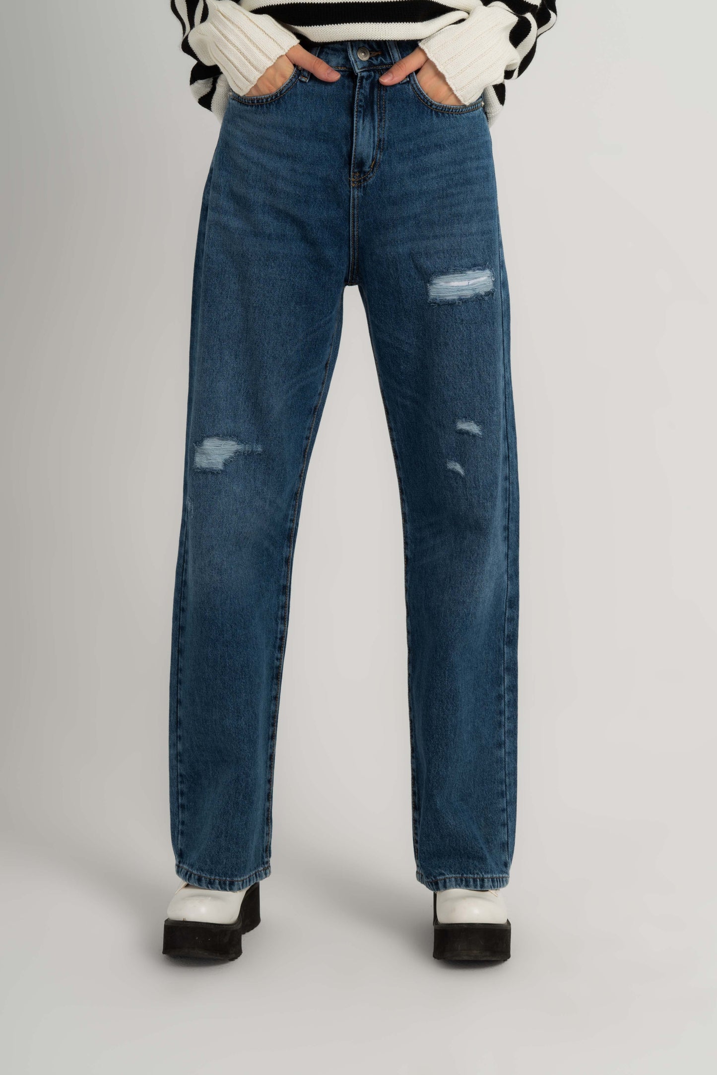 Wide-Leg Jeans Ripped For Women