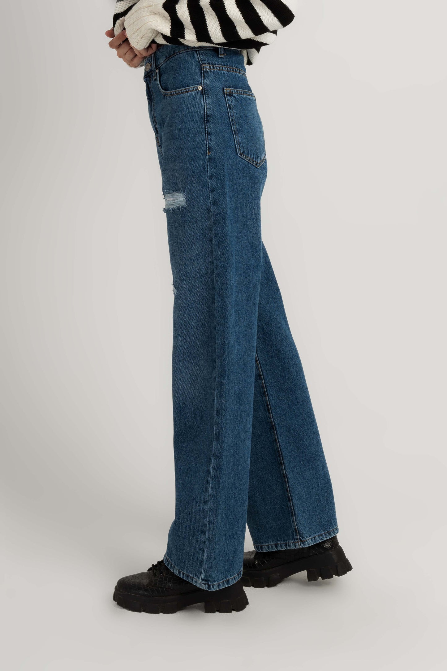 Wide-Leg Jeans Ripped For Women