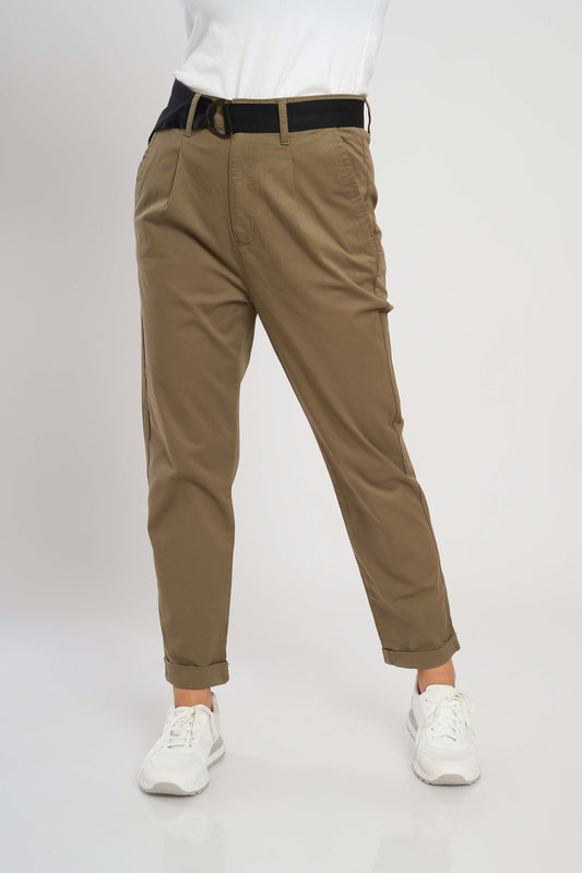 dj gabardine mom - fit - with a belt - mom - fit classic - khaki