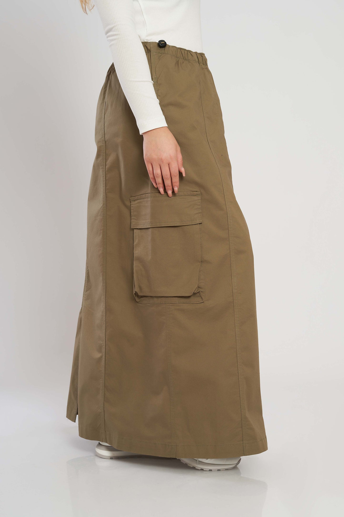 Gabardine-Blend Midi Skirt