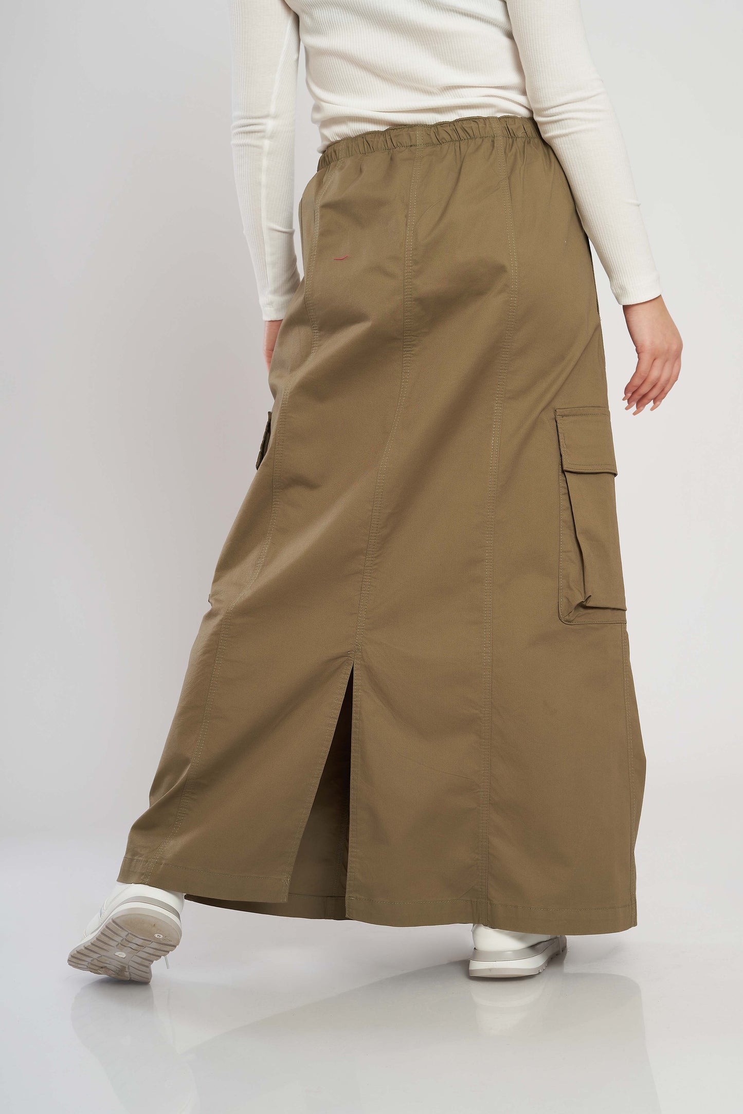 Gabardine-Blend Midi Skirt
