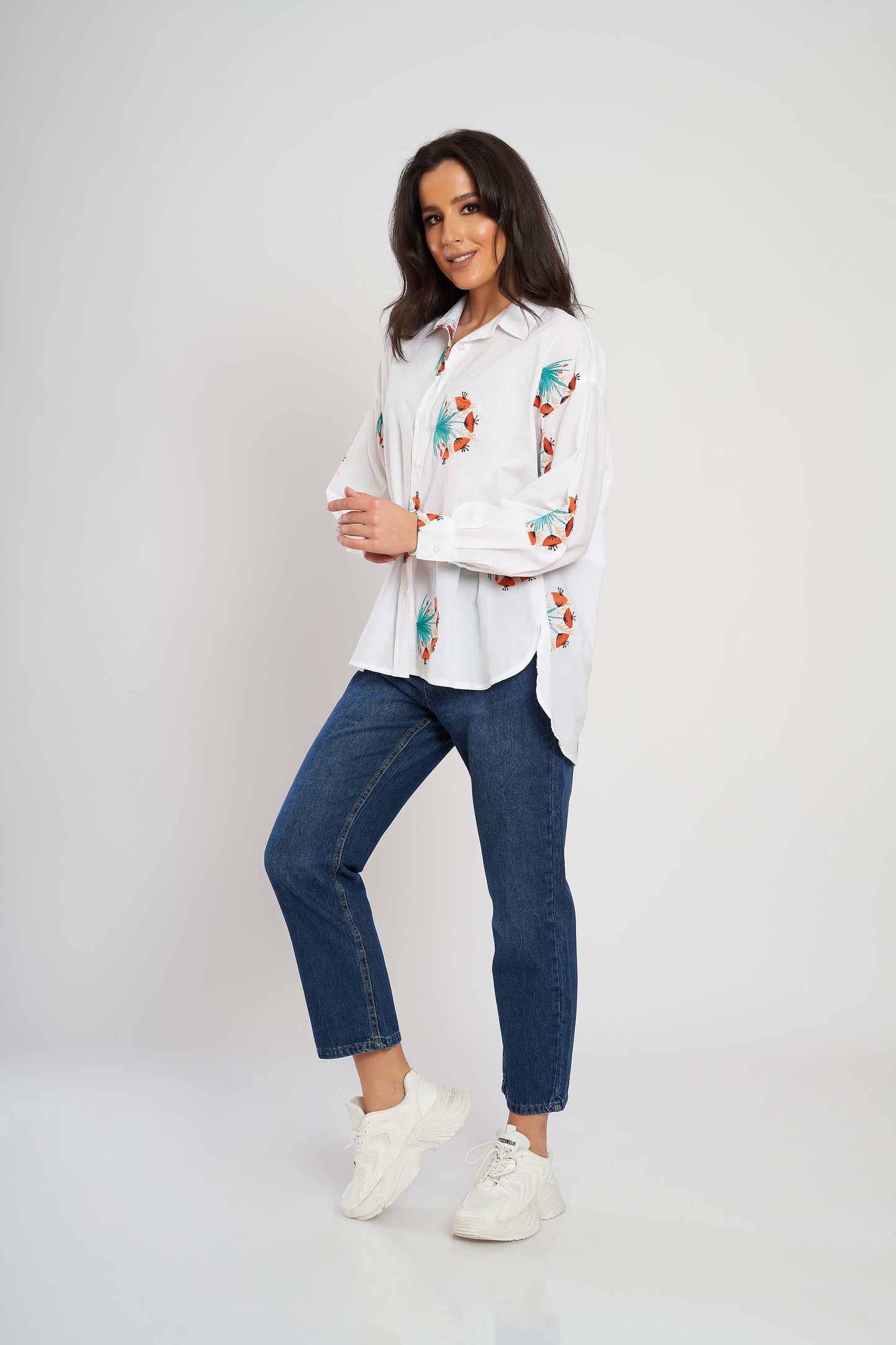 POPLIN BLOUSE WITH FLOWERS PRINTED