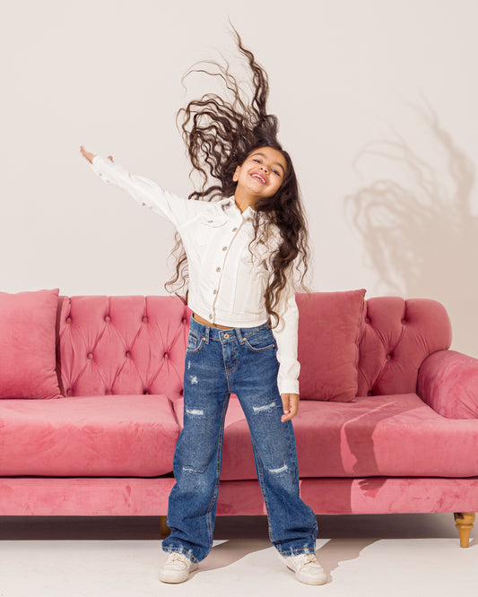WIDE-LEG RIPPED JEANS - KIDS