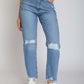 Ripped Mom Fit Jeans - For Women
