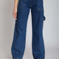 Multi-Pockets Cargo Jeans Trousers - For Women