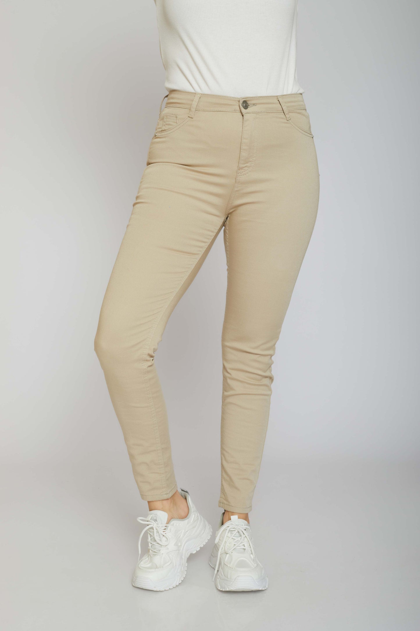 dj super elastic jeggings - beige