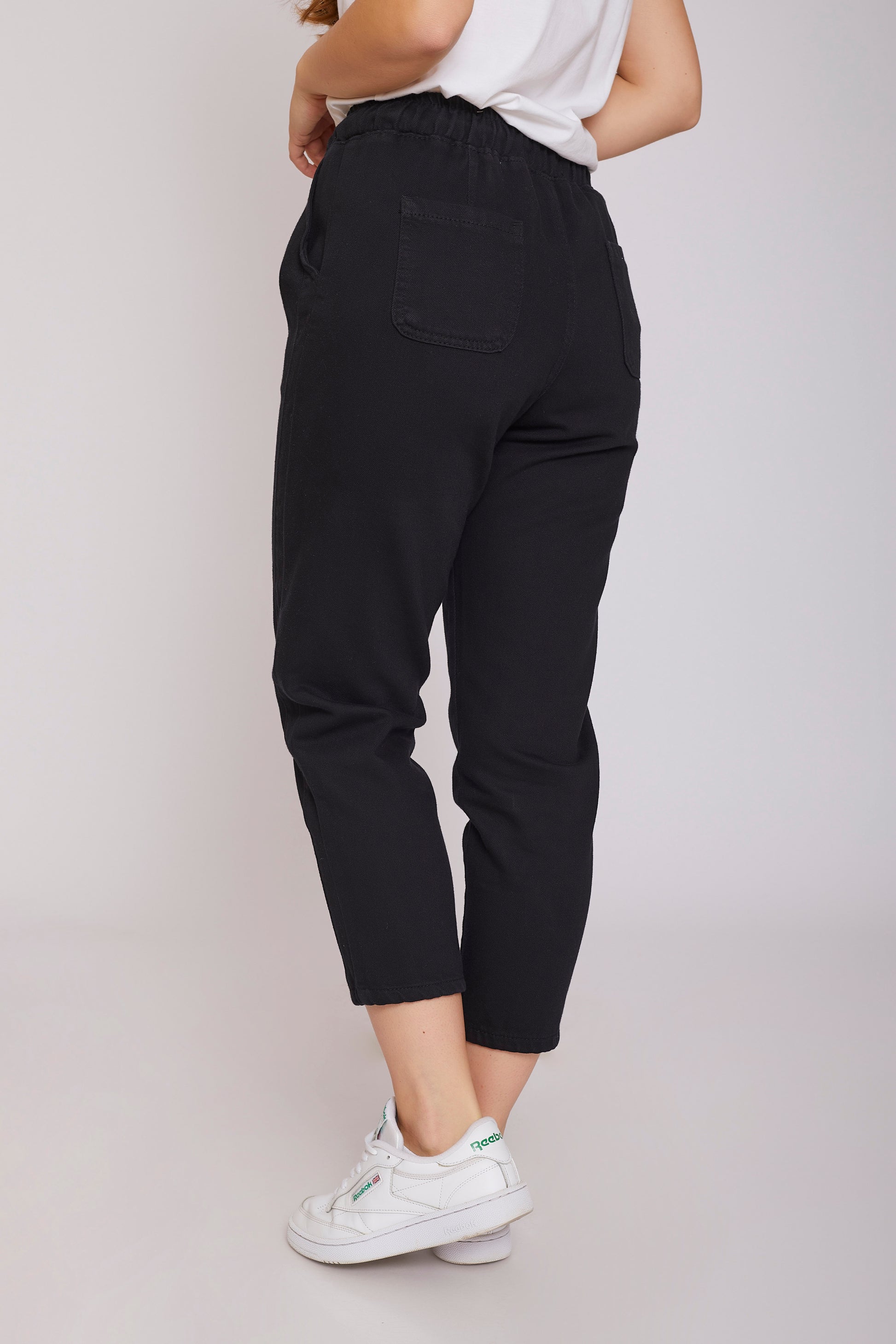dj mom-fit gabardine elastic waistband