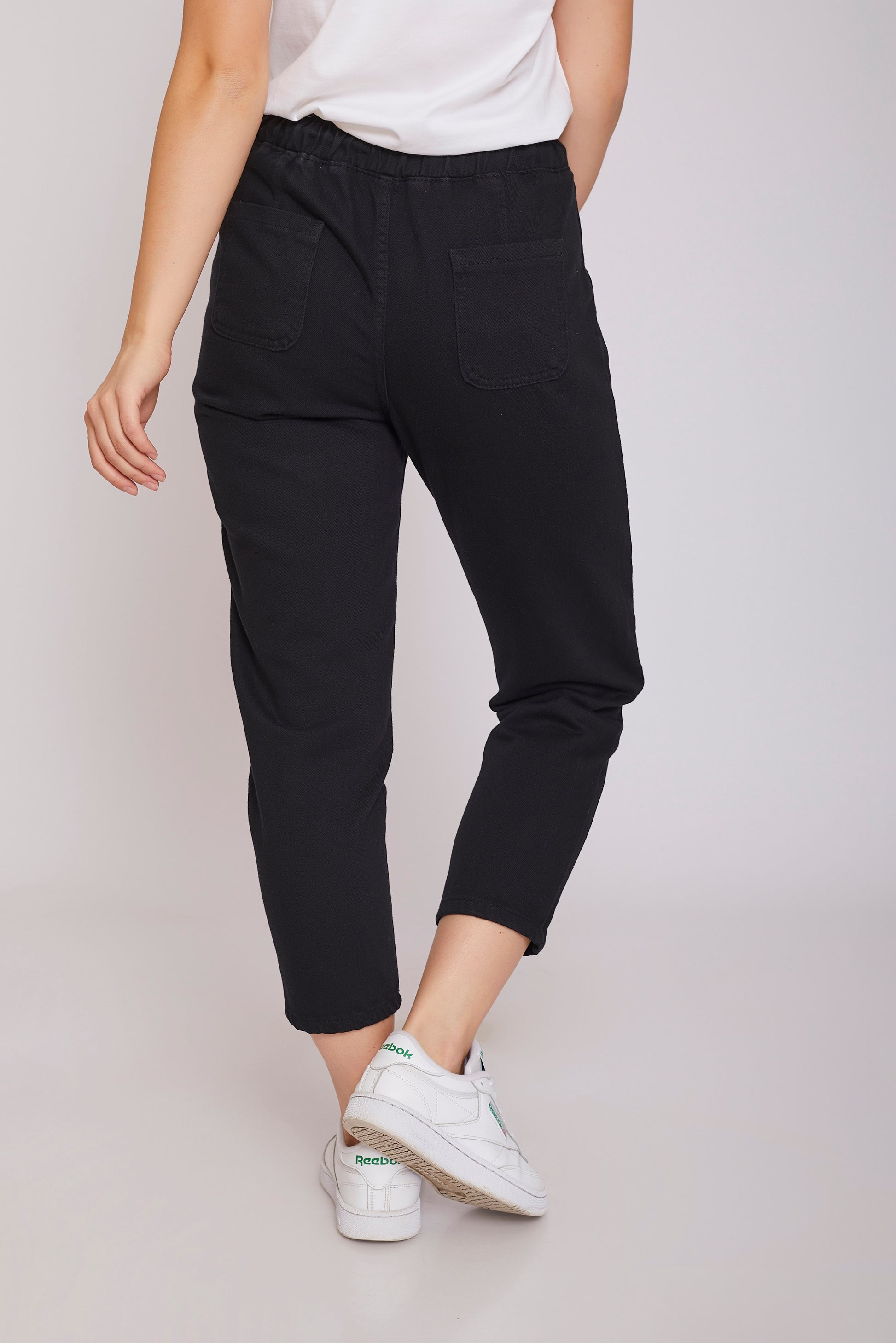 dj mom-fit gabardine elastic waistband