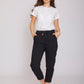 dj mom-fit gabardine elastic waistband