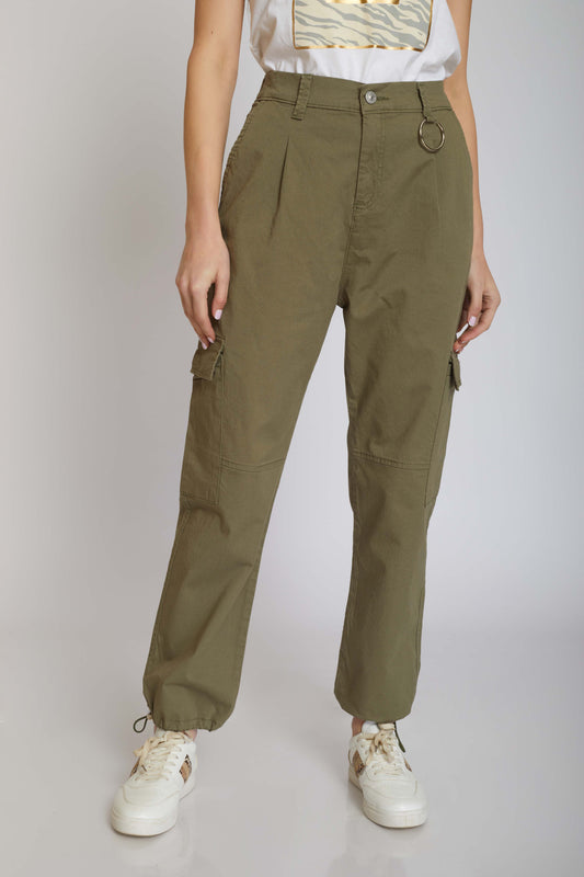 Gabardine Cargo Trousers - For Women