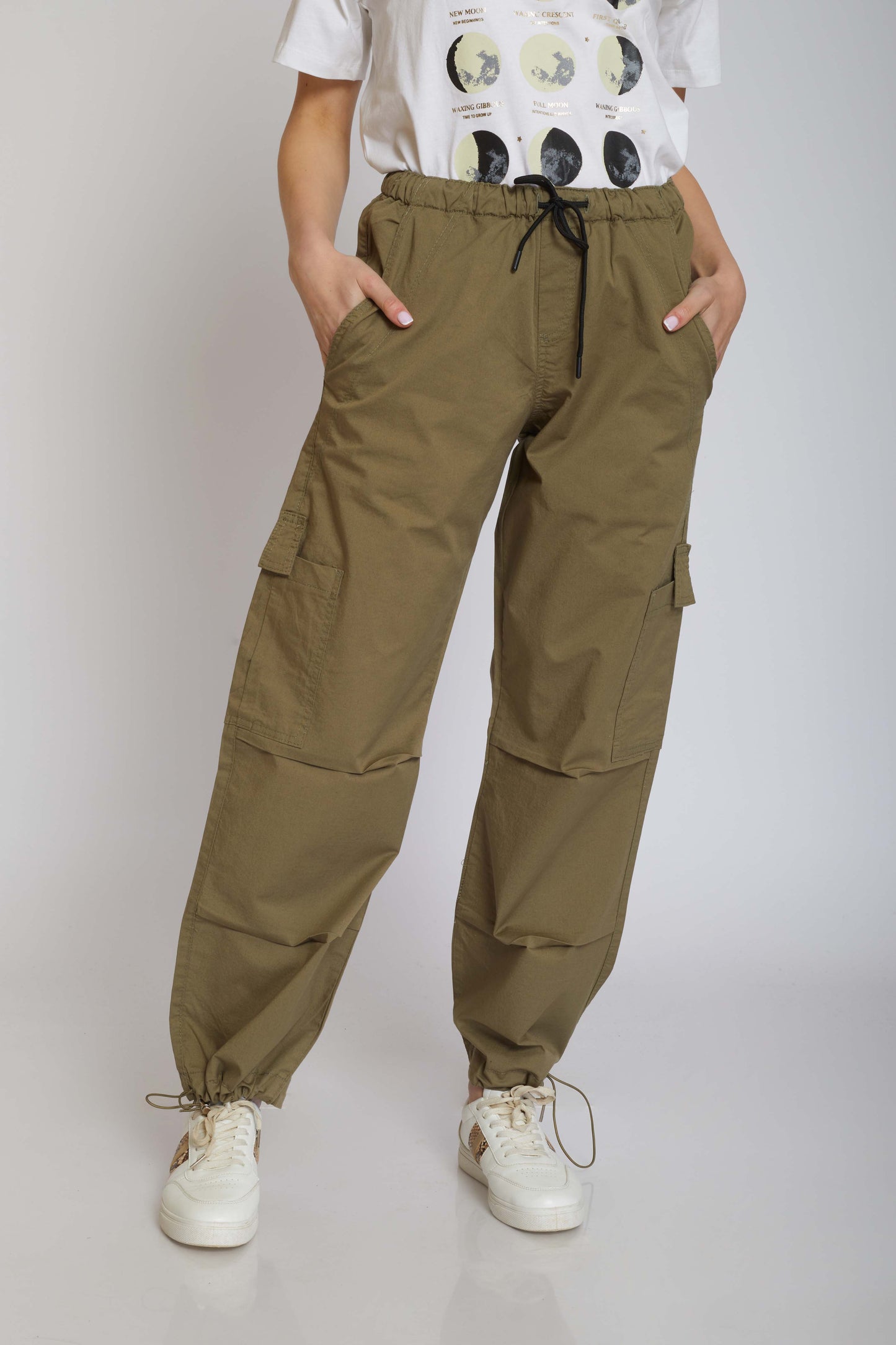 Gabardine Parachute Trousers - For Women
