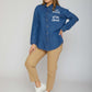 PRINTED AND OVERSIZED JEANS BLOUSE