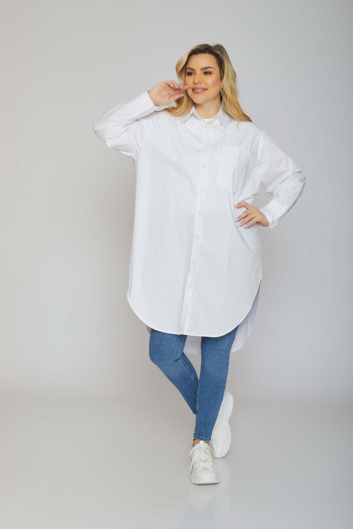 dj oversized shirt with long sleeves - white