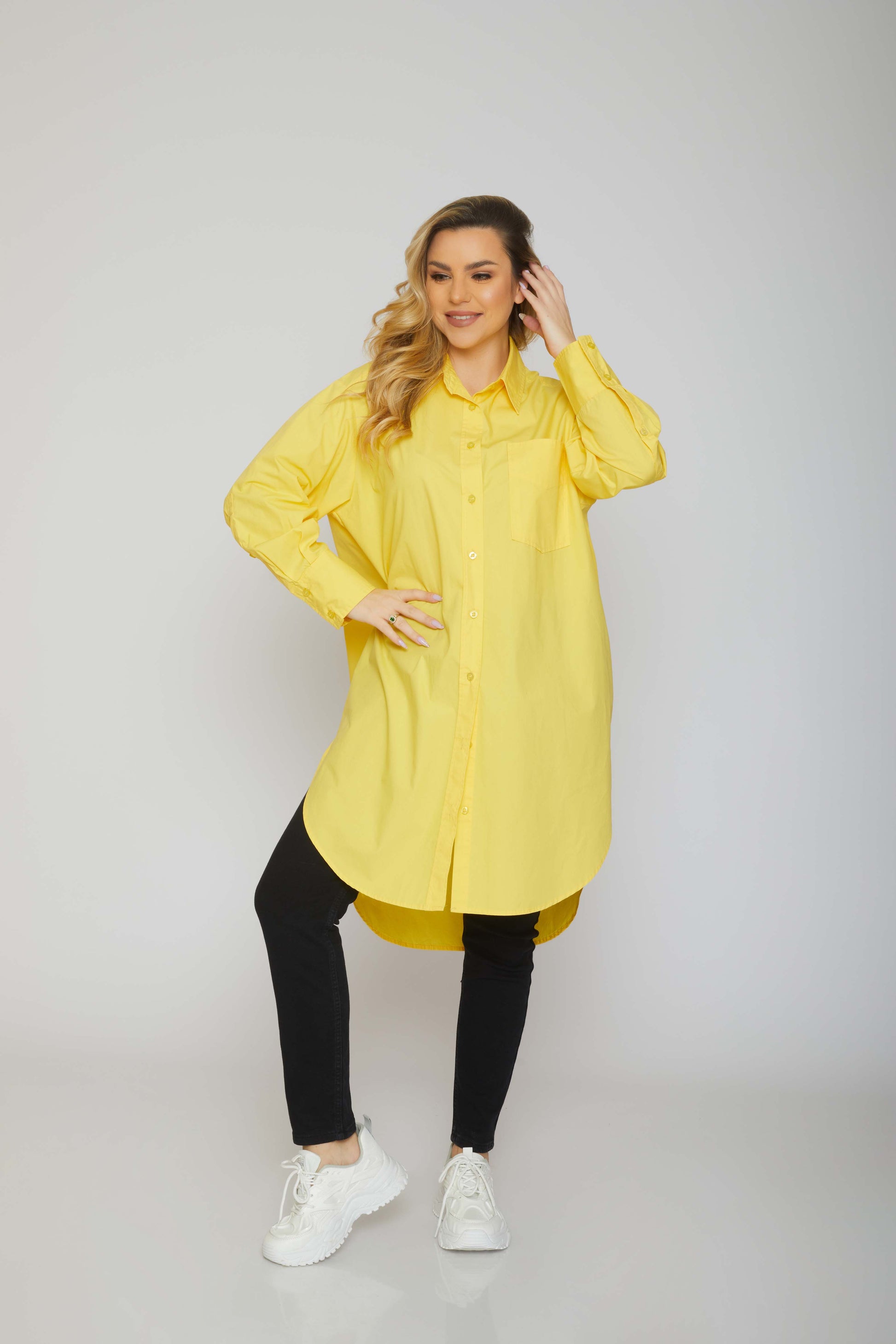 dj oversized shirt with long sleeves - yellow