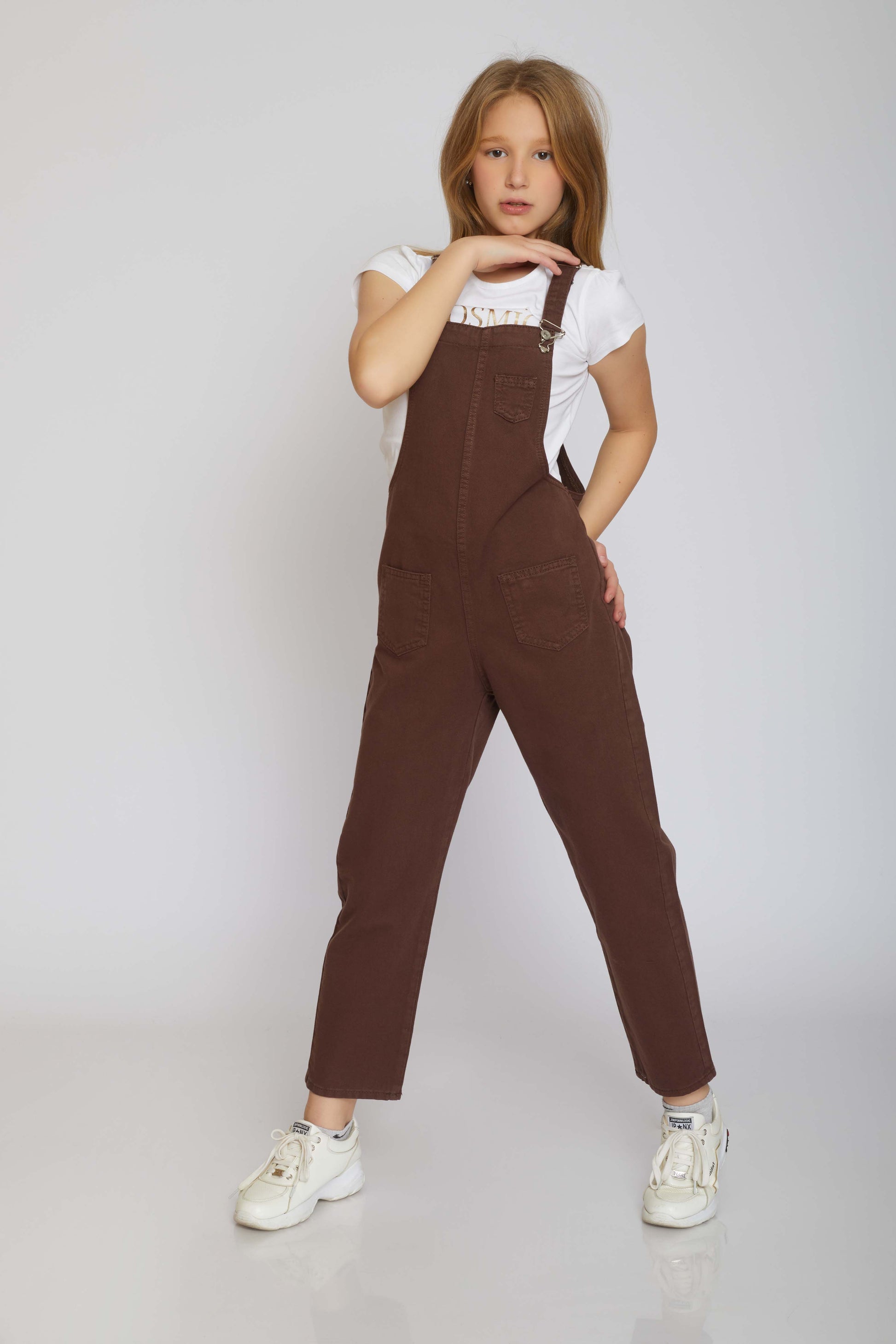 dj gabardine jumpsuit 5 pockets - kids - brown