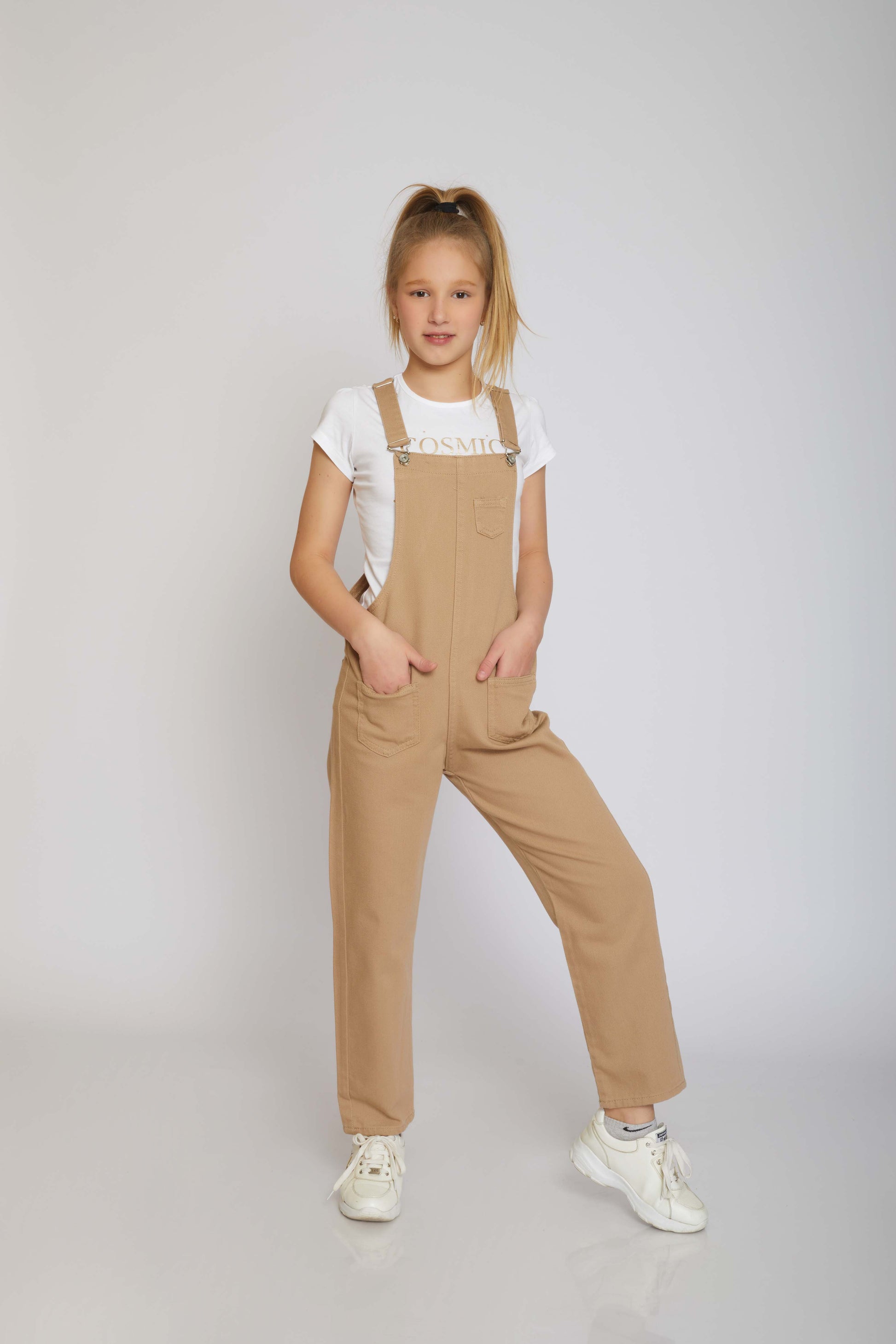 dj gabardine jumpsuit 5 pockets - kids - beige
