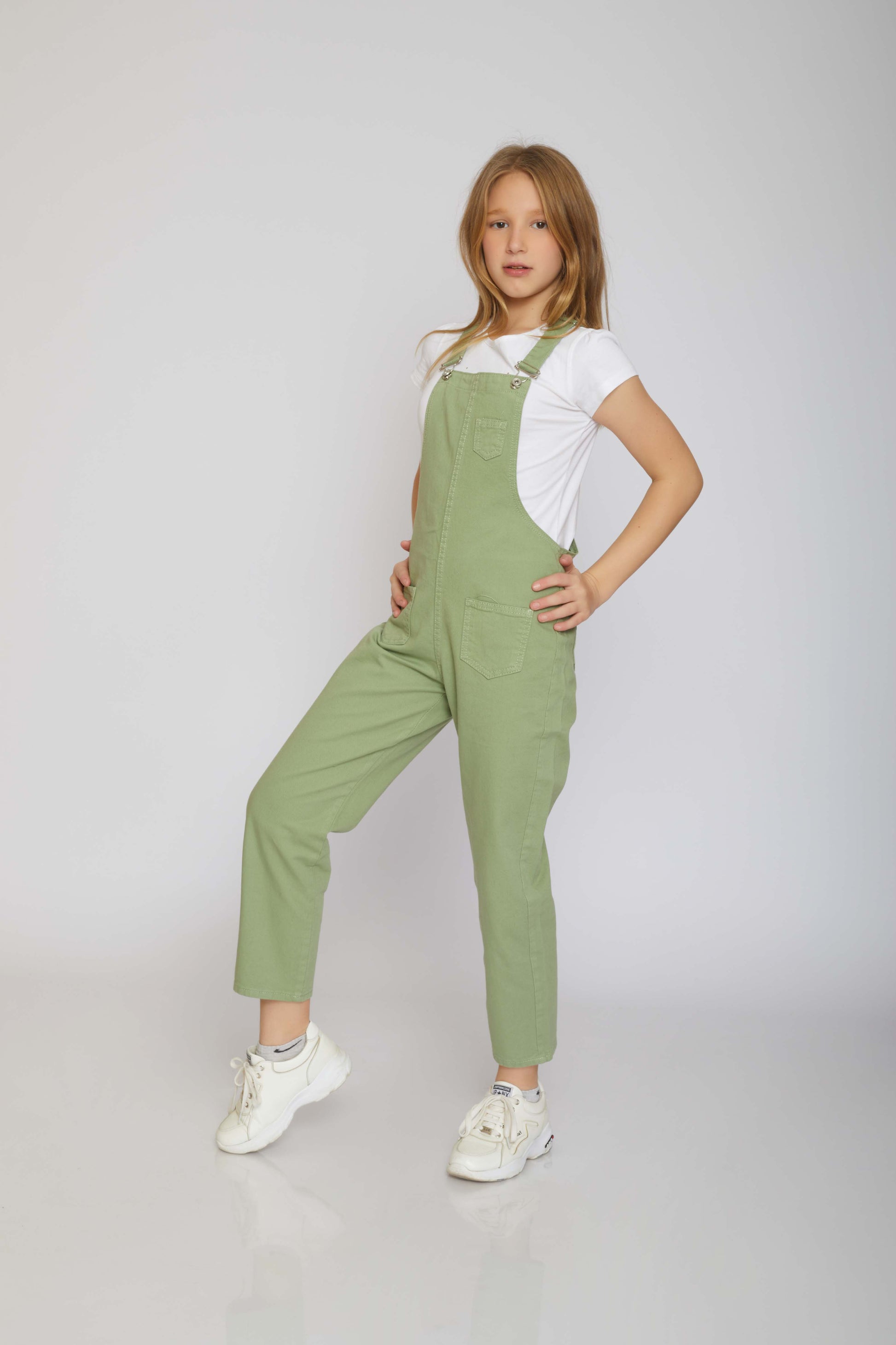 dj gabardine jumpsuit 5 pockets - kids - mint green