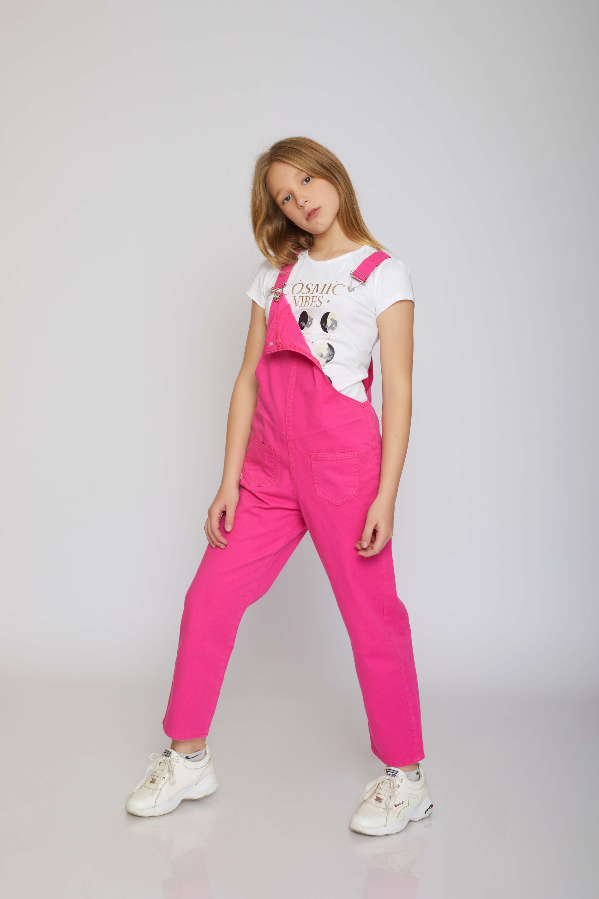 dj gabardine jumpsuit 5 pockets - kids - fuchsia