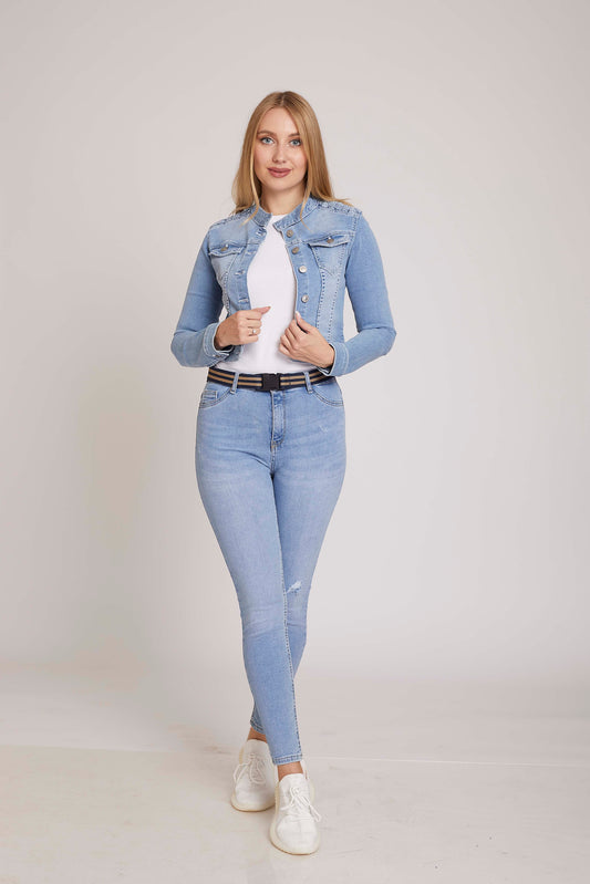 CROPPED JACKET WITH HALF COLLAR