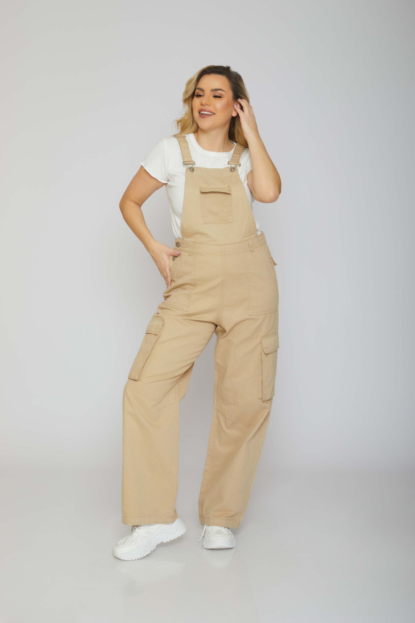 GABARDINE JUMPSUIT WIDE-LEG WITH POCKETS