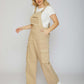 GABARDINE JUMPSUIT WIDE-LEG WITH POCKETS