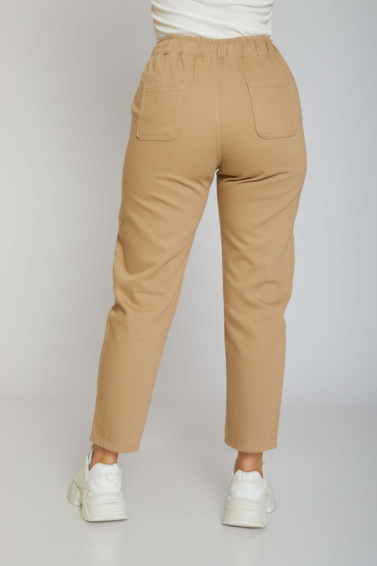dj mom-fit gabardine elastic waistband