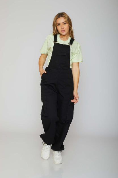 GABARDINE JUMPSUIT WIDE-LEG WITH POCKETS
