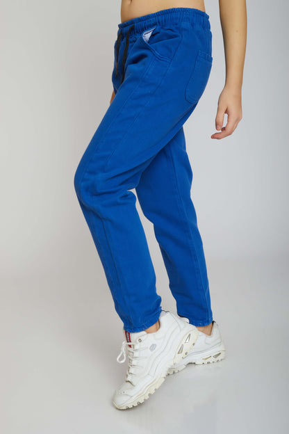 dj mom-fit gabardine elastic waistband - kids - blue