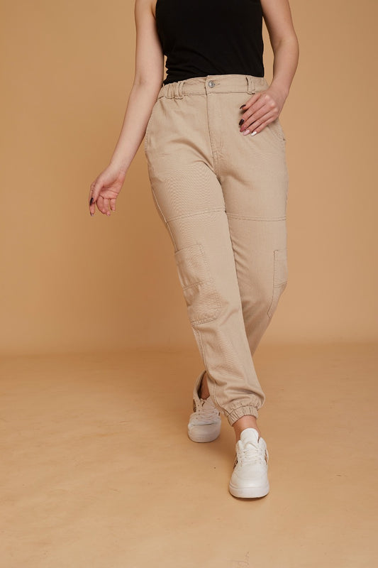 dj baggy trousers with patch pockets - beige